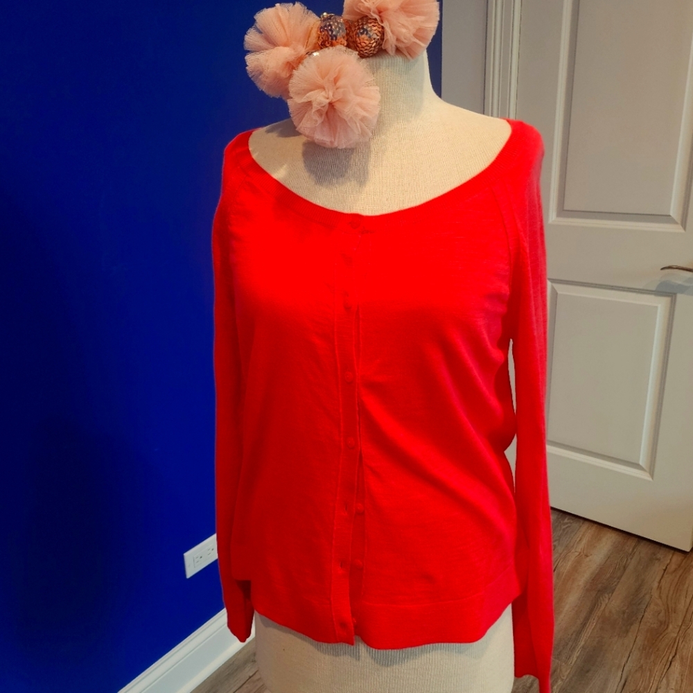 LOFT Pink Button-Up Light Sweater